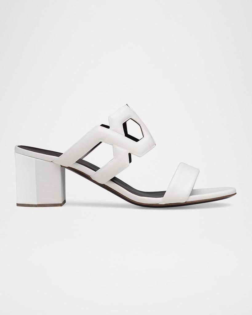Bougeotte Leather Block-Heel Slide Sandals