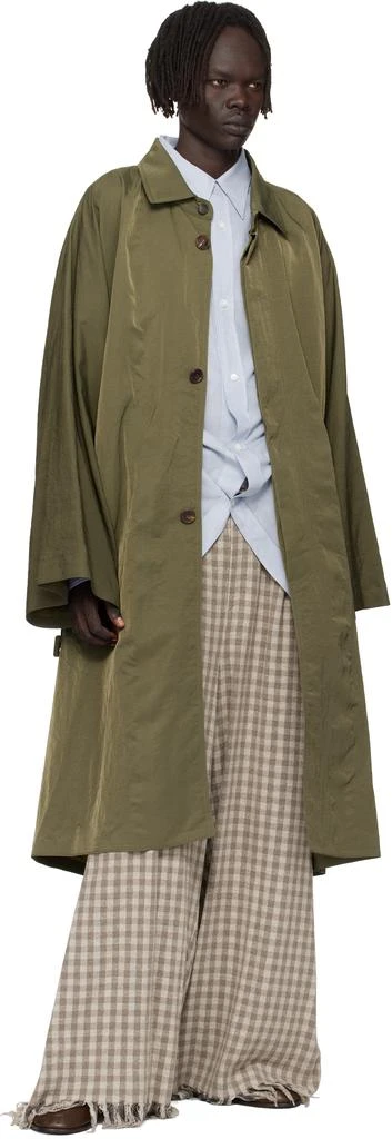 Hed Mayner Green Crinkled Trench Coat 4