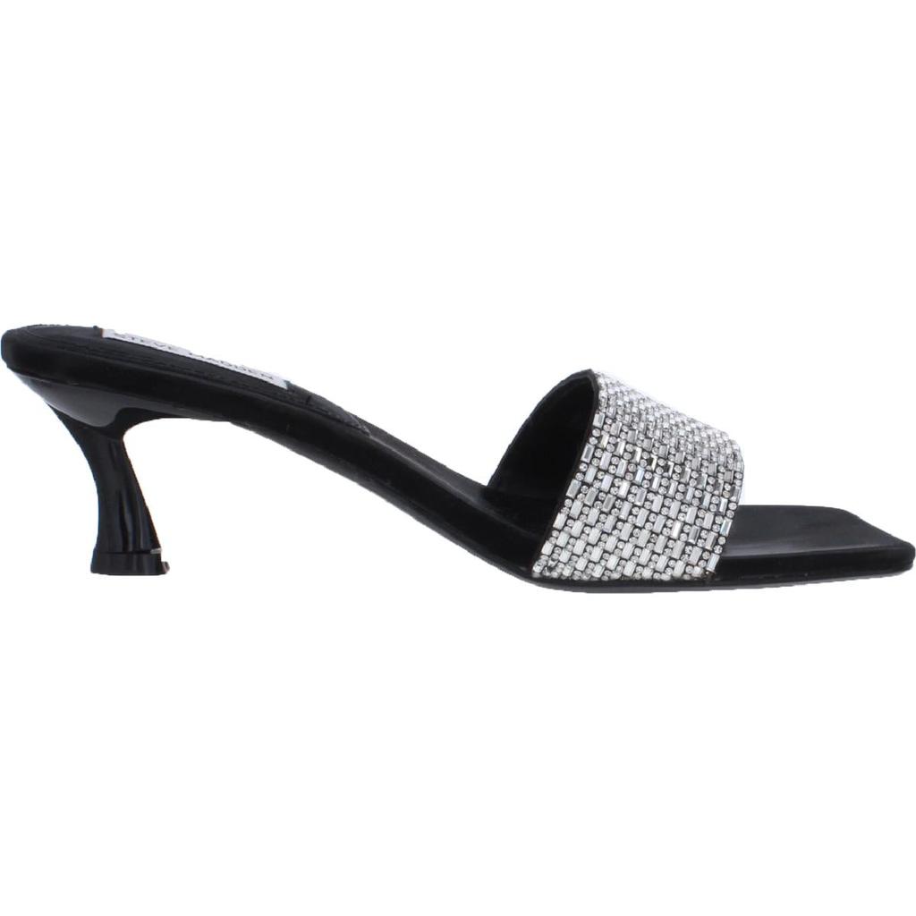 Steve Madden Tonight Womens Rhinestone Square Toe Kitten Heels