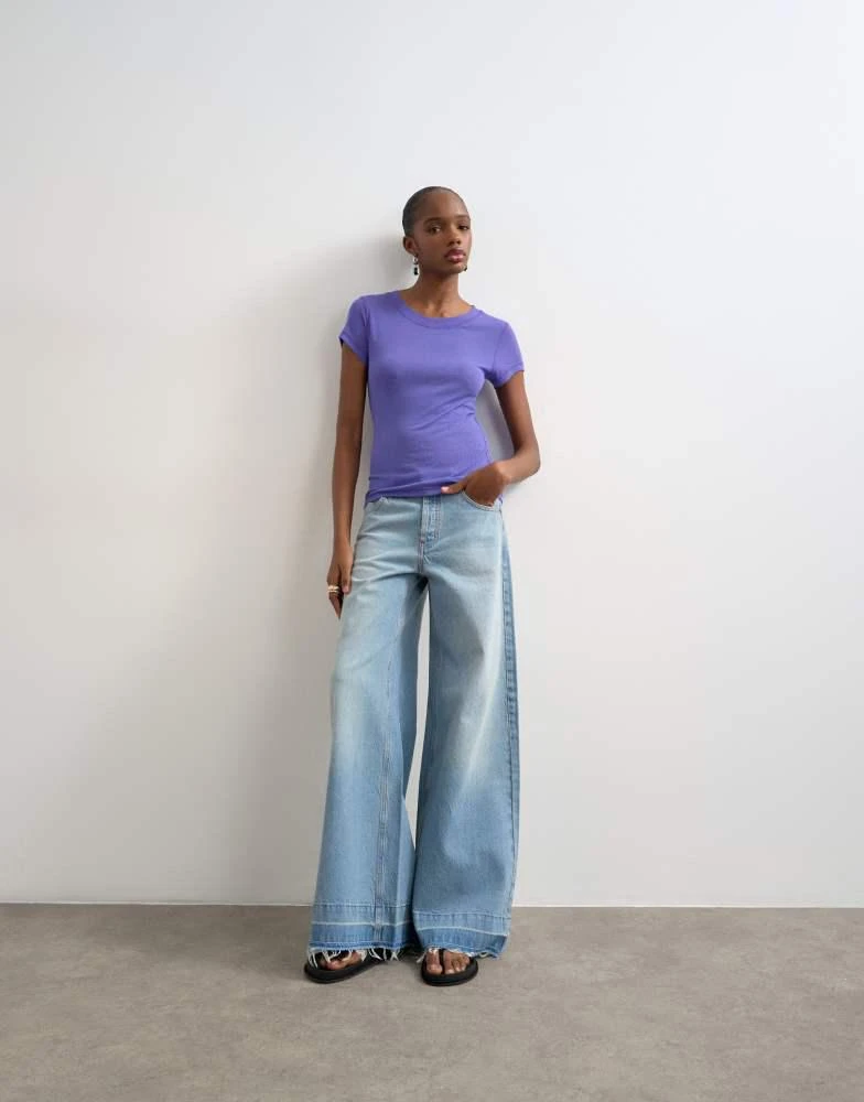 Topshop Topshop premium sheer rib long sleeve top in purple 2