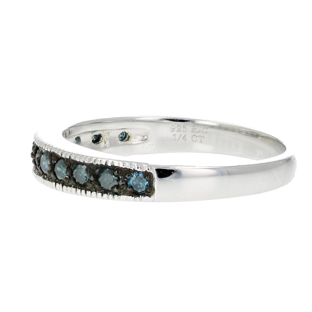 Vir Jewels 1/4 cttw Blue Diamond Ring Wedding Band with Milgrain .925 Sterling Silver