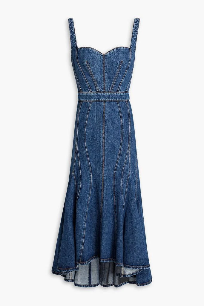 Alexander McQueen Asymmetric denim midi dress 1