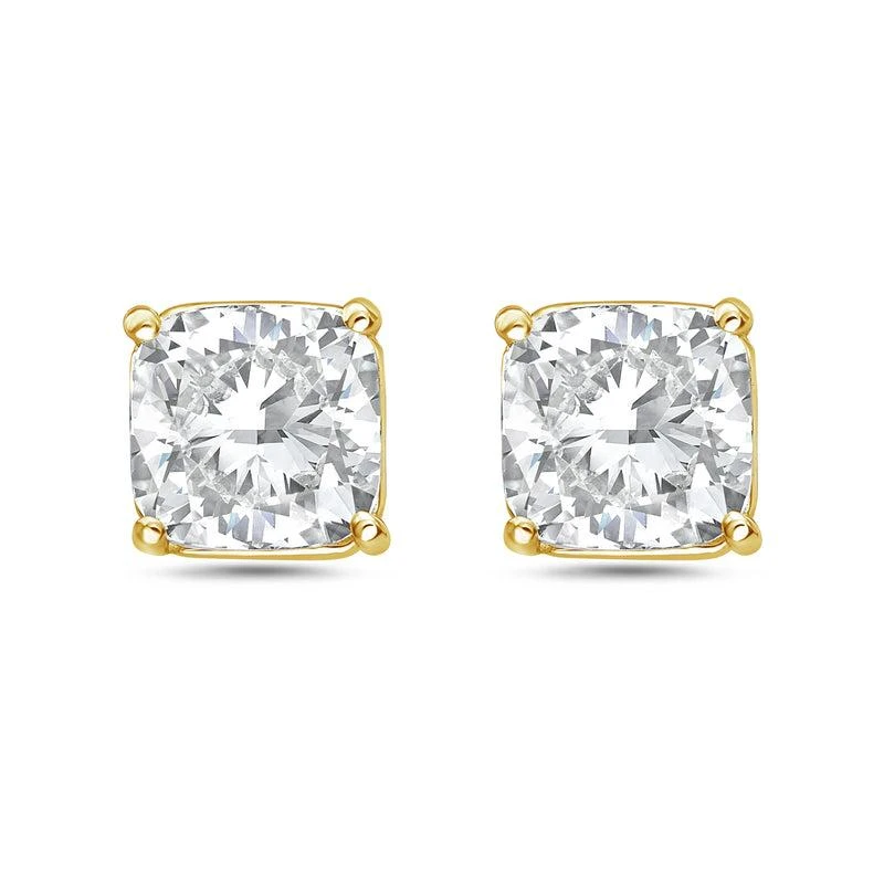 Diana M Jewels 14KT YELLOW GOLD LAB GROWN DIAMOND CUSHION CUT STUDS WEIGHING 9.00 CTS TW 2