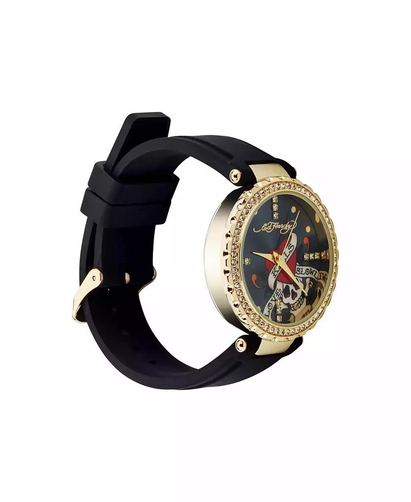 Ed Hardy Women's Quartz Matte Black Silicone Strap Analog Watch 2
