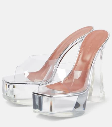 Amina Muaddi Dalida Glass PVC platform mules 5