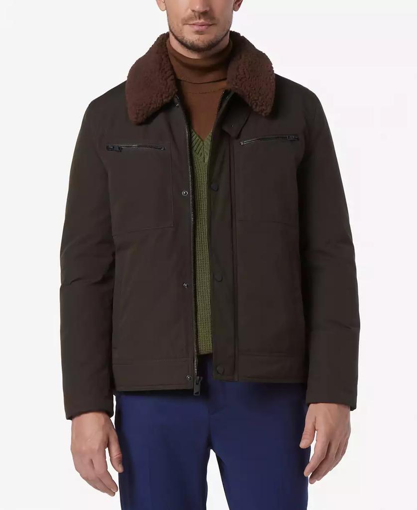 Marc New York by Andrew Marc Men's Randall Insulated Waxed Cotton Aviator Jacket with Fleece Collar