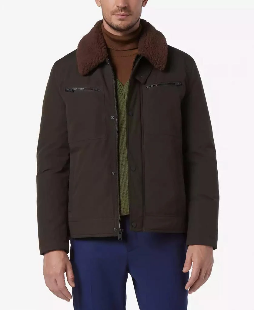 Marc New York by Andrew Marc Men's Randall Insulated Waxed Cotton Aviator Jacket with Fleece Collar 1