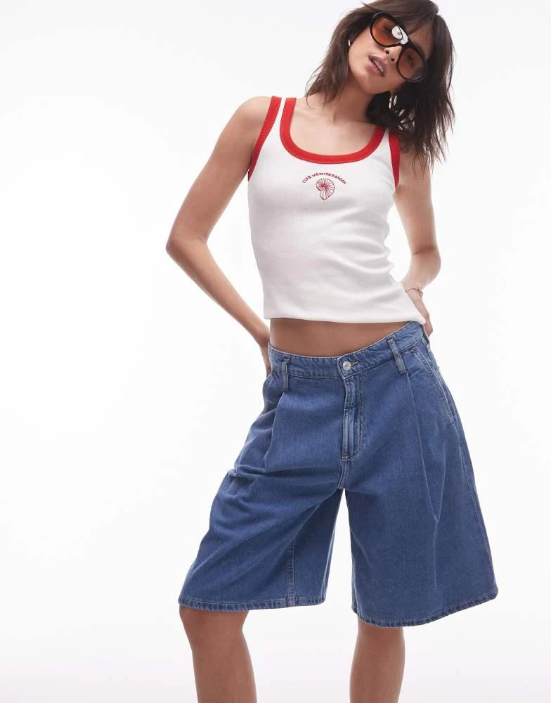 Mango Mango bermuda denim short in light blue 1