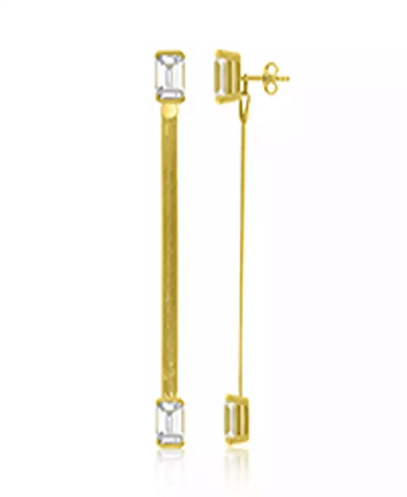 Macy
s Created White Sapphire Herringbone Chain Dangling Earrings in 14k Yellow Gold Over Sterling Silver