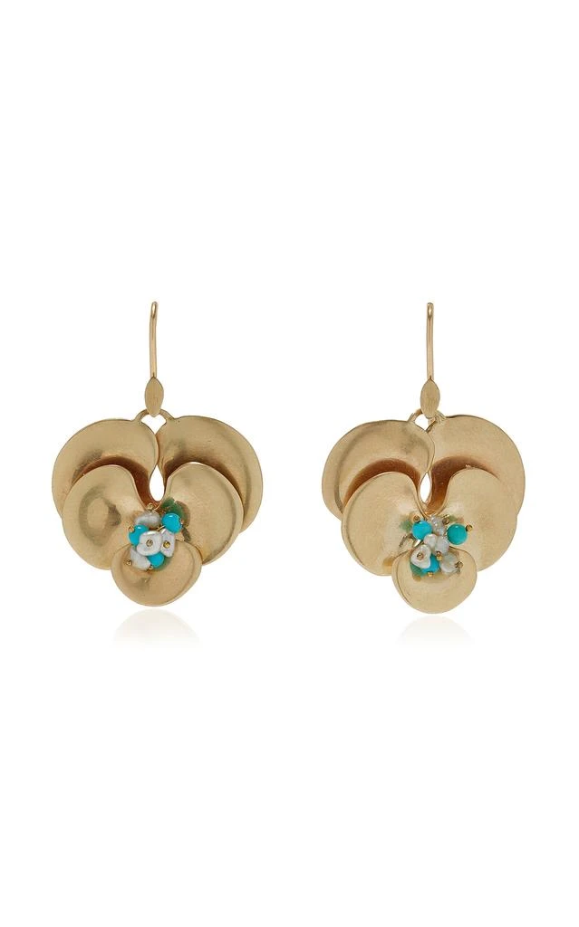 Annette Ferdinandsen Annette Ferdinandsen - Pansey 14K Yellow Gold; Pearl Turquoise Earrings - Gold - OS - Moda Operandi - Gifts For Her 1