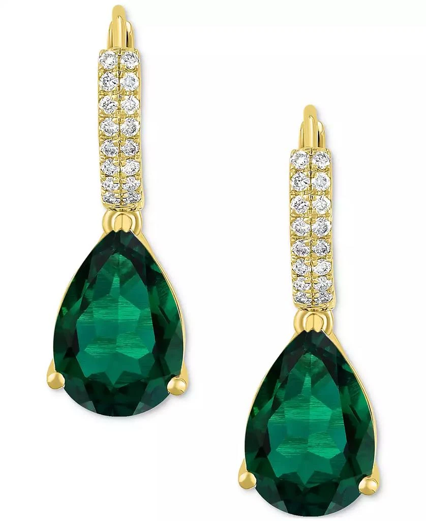 Grown With Love Lab-Grown Sapphire (8-1/8 ct. t.w.) & Diamond (1/4 ct. t.w.) Pear Dangle Hoop Earrings in 14k White Gold (Also available in Emerald & Ruby) 7