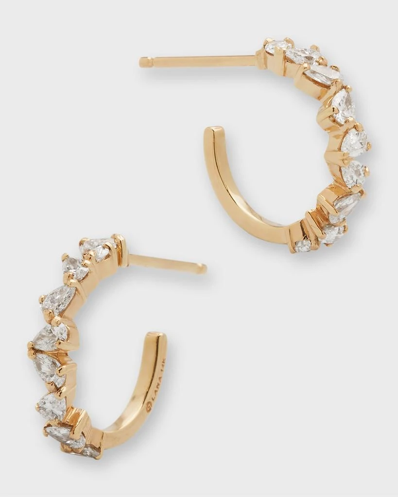LANA Zig Zag Pear Diamond Huggie Earrings 3