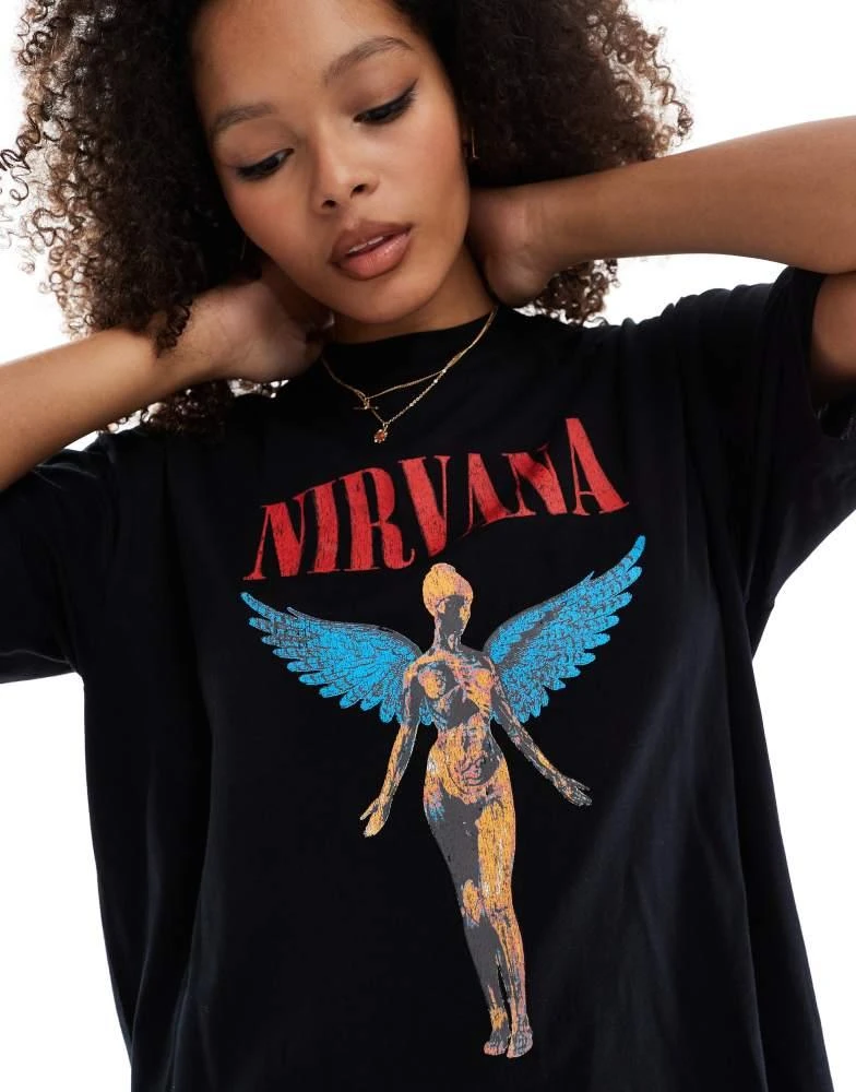 ASOS ASOS DESIGN unisex oversized license band t-shirt with Nirvana prints in black 3