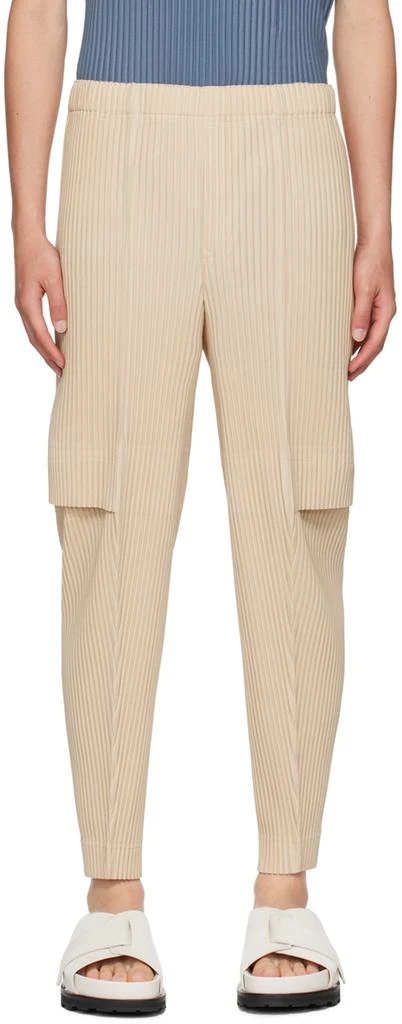 Homme Plissé Issey Miyake Beige Elasticized Cargo Pants 1