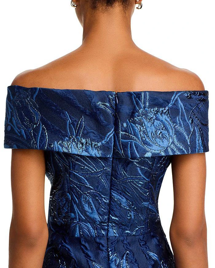 Teri Jon Off-the-Shoulder Metallic Jacquard Gown 6