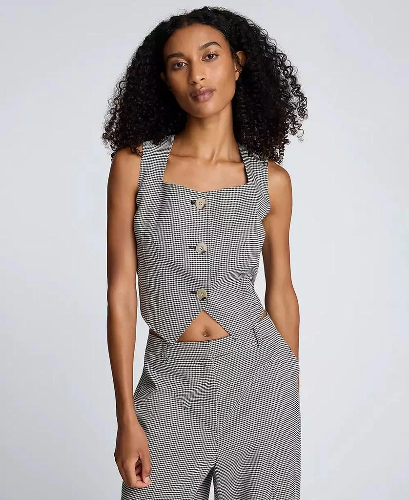 Kenneth Cole Women's Houndstooth Cropped Fitted Bodice Vest 1