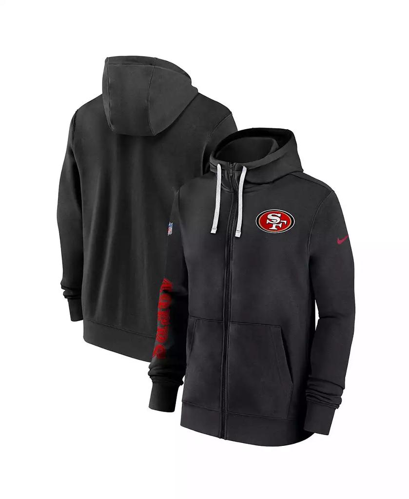 NIKE Men's Black San Francisco 49ers 2024 Sideline Club Full-Zip Hoodie