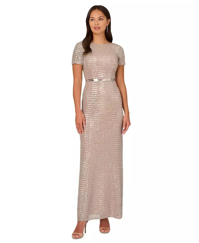 Shop Petite Sequinned Column Evening Gown on Sale at BeyondStyle