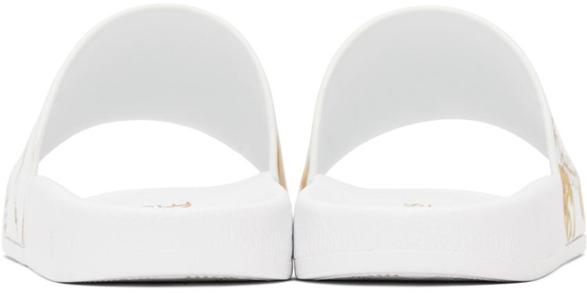 Versace Jeans Couture White Shelly Chain Couture Slides