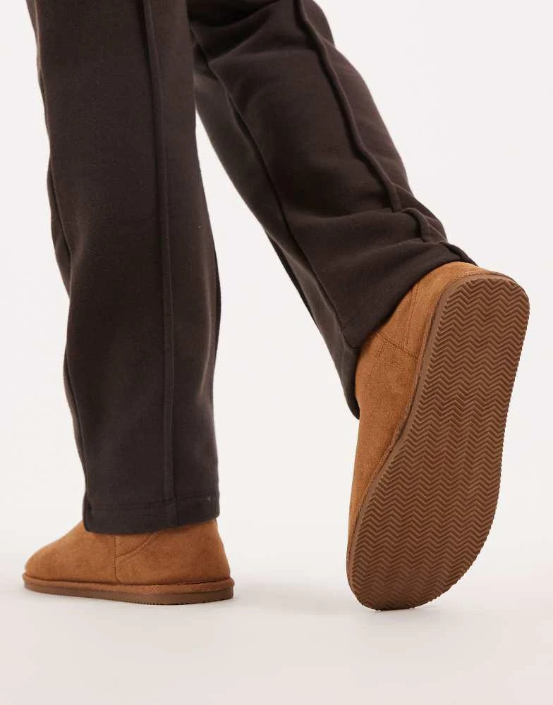 ASOS ASOS DESIGN slipper boots in tan with faux fur lining 4