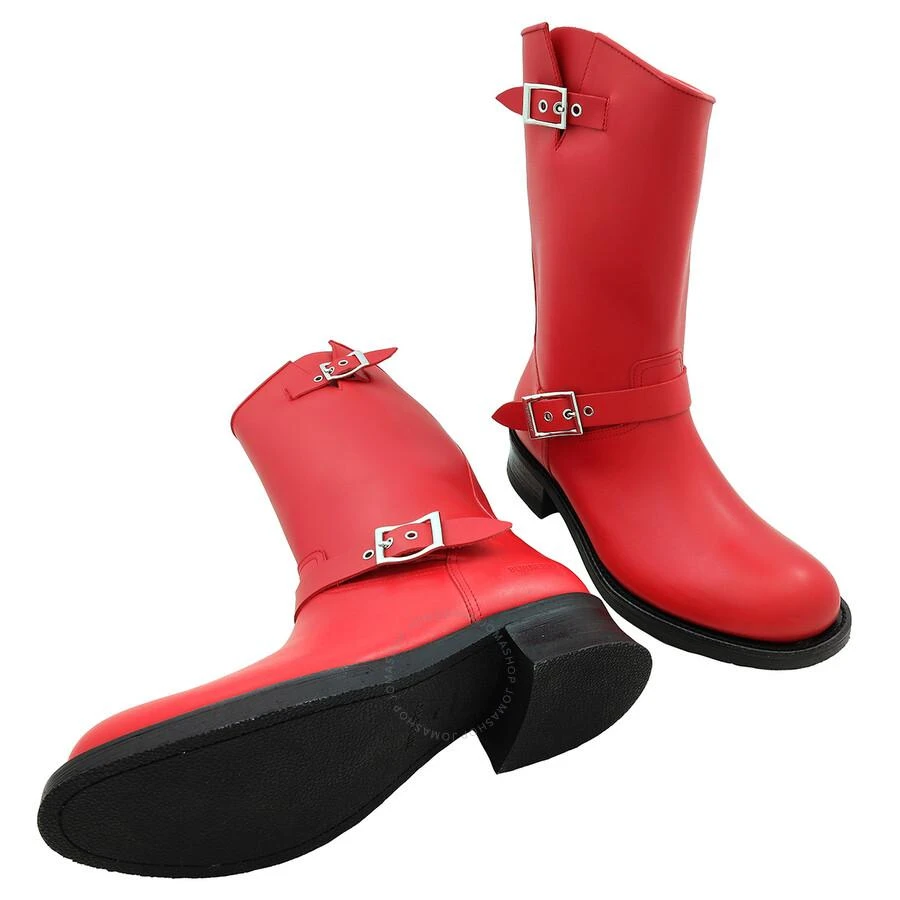Burberry Men's Bright Red Grover Leather Motorcycle Boots 2