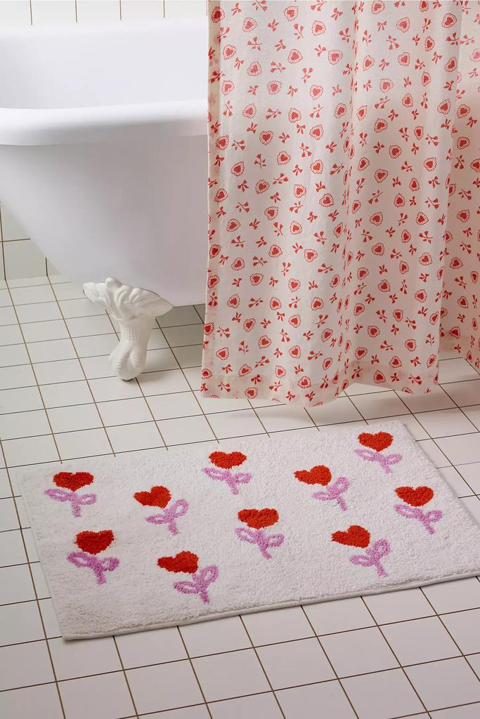 Heart Flower Tufted Cotton Bath Mat - Thumbnail 4