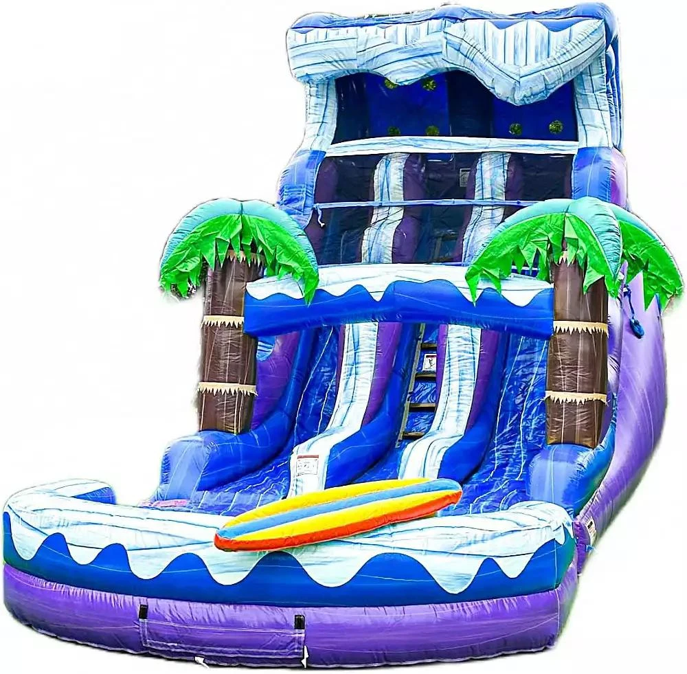 17 Surf Beach Tall Inflatable Water Slide with Splash Pool and Dual ...