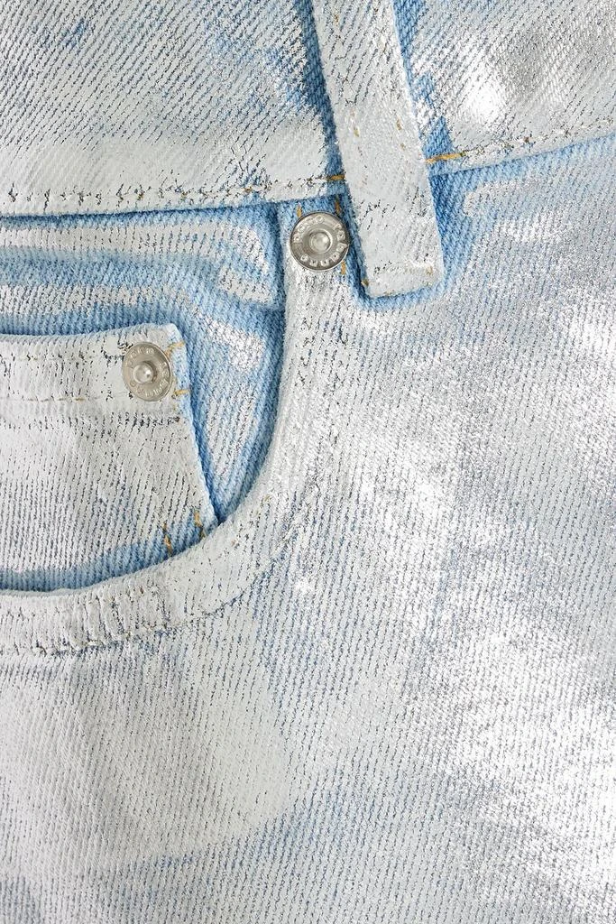 RABANNE Coated metallic denim mini skirt 4