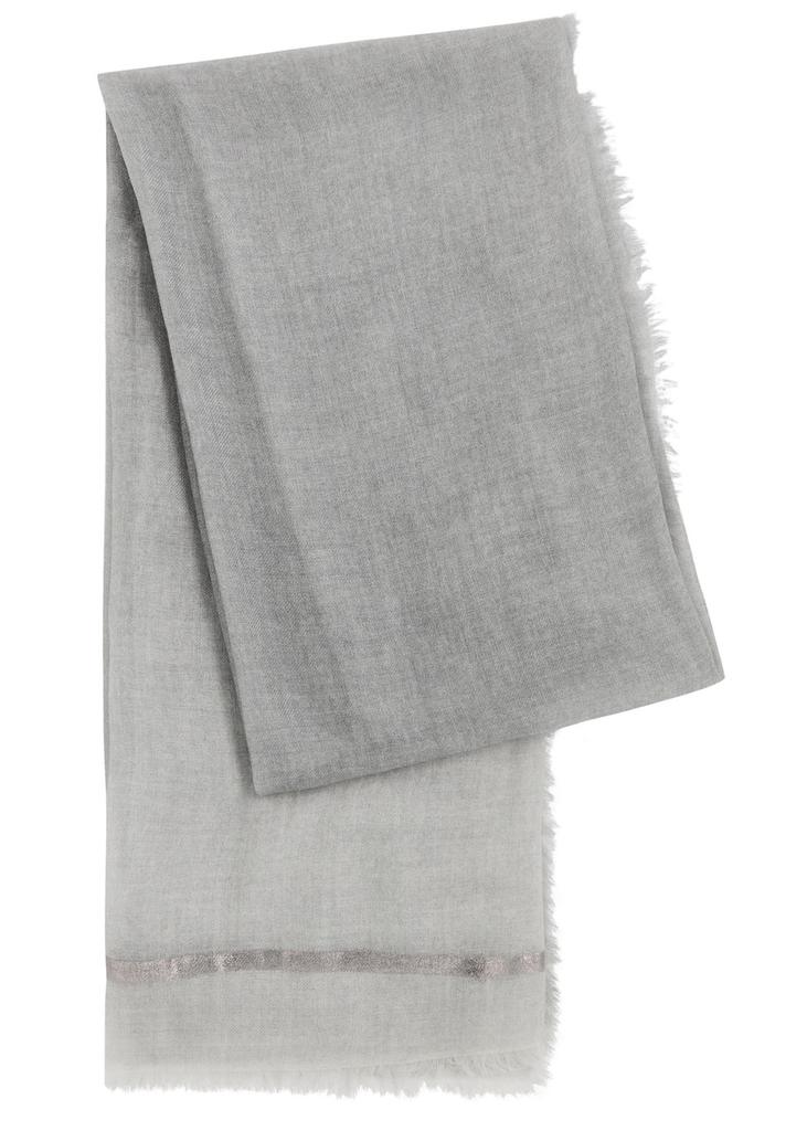 AMA Pure Rigino metallic-weave cashmere scarf