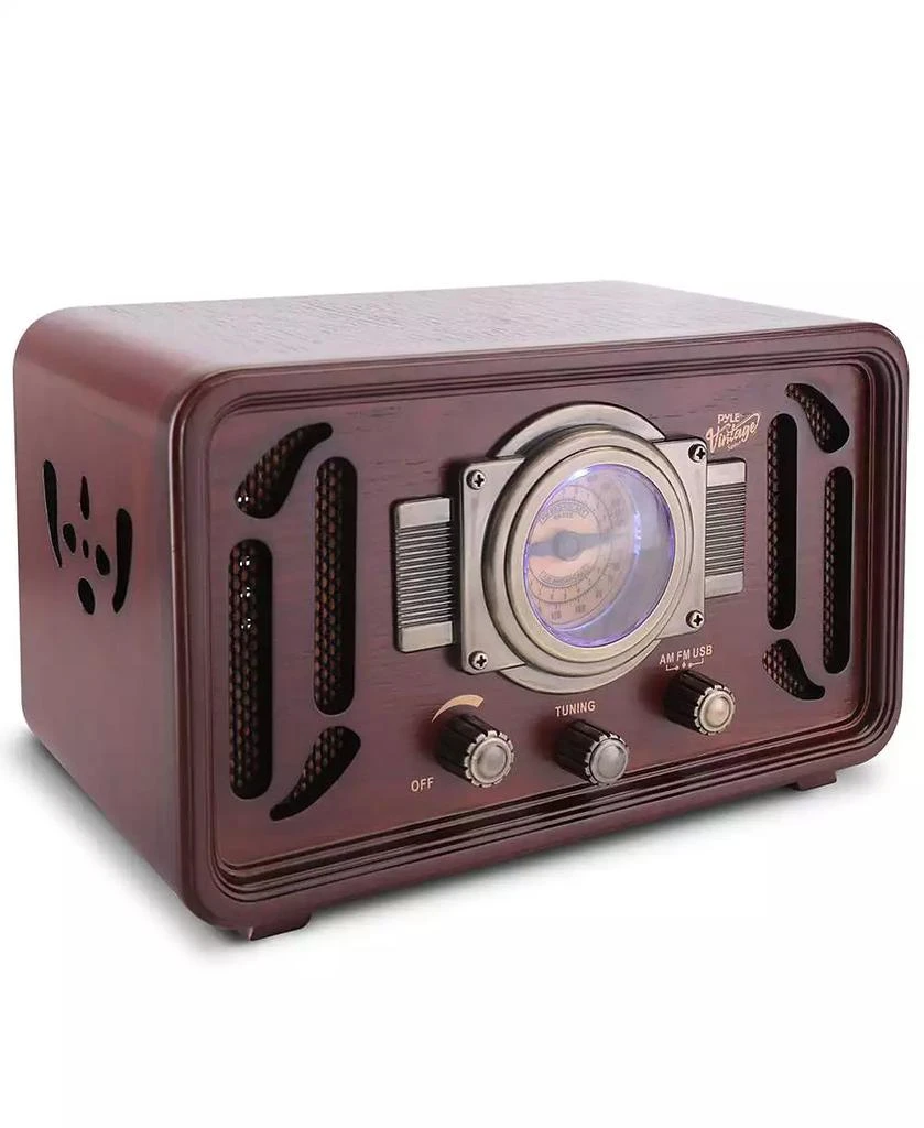 Pyle Retro Classic-Style Bluetooth Radio Speaker – AM/FM, USB 
SD Playback