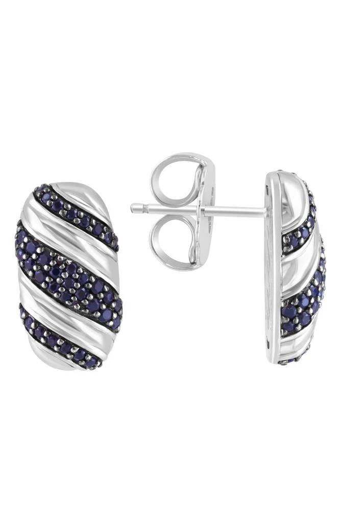 Effy Sterling Silver Pavé Black Spinel Oval Stud Earrings 1