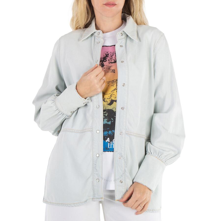 Ganni Ganni Stripe Overdyed Denim Jacket - Jackets - Compare