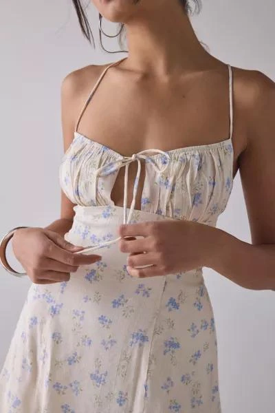 Kiss The Sky Kiss The Sky Blue Floral Lace-Up Open Back Mini Dress 2