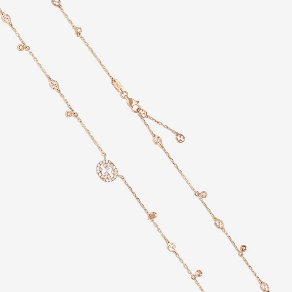 Gucci Gucci Interlocking G 18K Rose Gold Diamond Pendant Necklace YBB72940200100U-copy 3