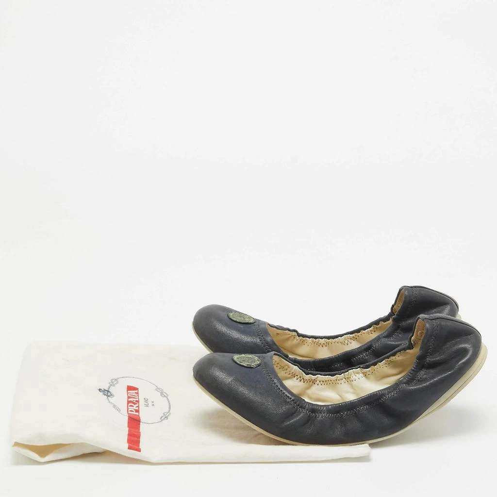 Prada Prada Navy Blue Leather Scrunch Ballet Flats Size 38.5 9