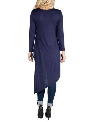 24seven Comfort Apparel Comfort Apparel Womens Full Length Long Sleeve Asymmetric Hem Top 2