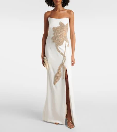 Costarellos Fara embellished crêpe bustier gown 2