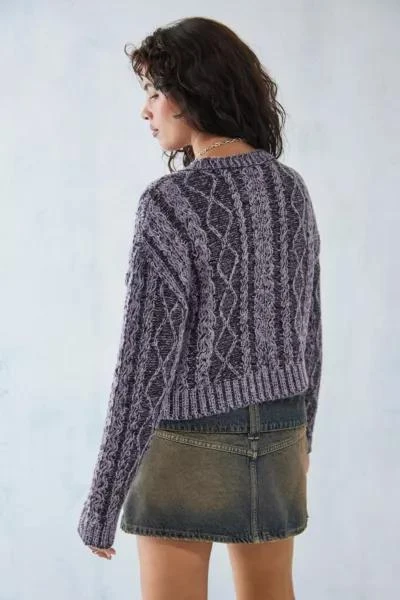 Urban Outfitters UO Olive Acid Wash Cable Knit Sweater 4