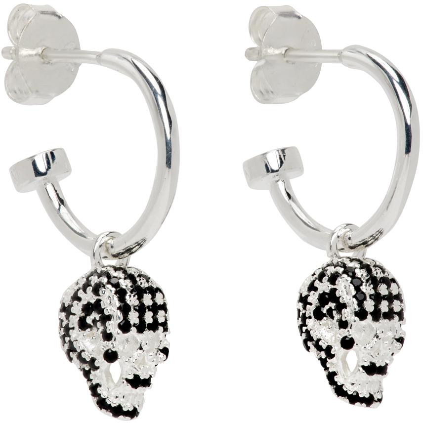 Stolen Girlfriends Club SSENSE Exclusive Silver Dusted Skull Sleeper Earrings