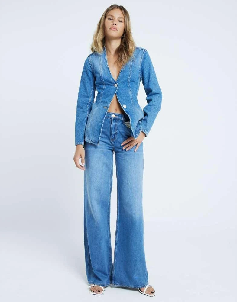 River Island River Island wide leg jean in midwash blue 1