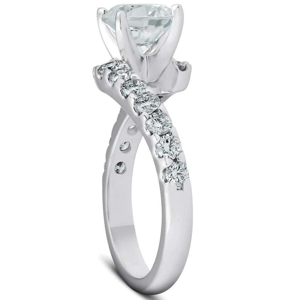 Pompeii3 Certified 3 Ct Diamond Engagement Ring Twisted Band 14k White Gold Lab Grown 2