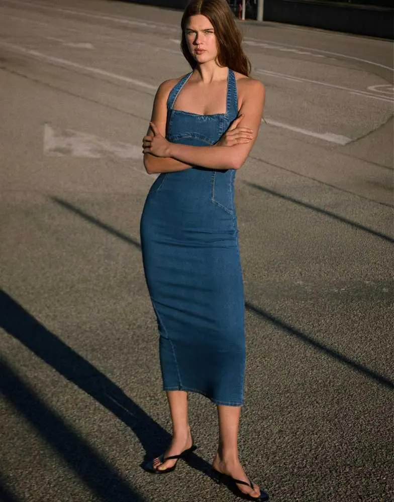 zara strapless denim dress ZARA. Strapless denim dress. TM  Hibuy market