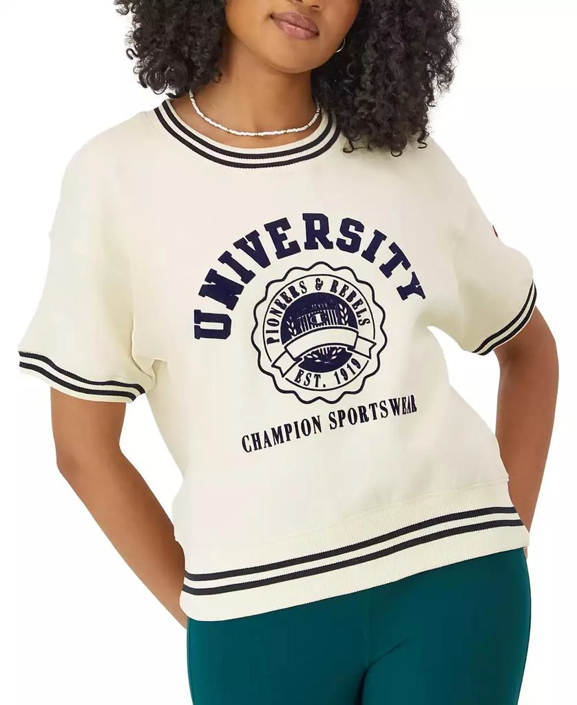CHAMPION Women's Short-Sleeve Fleece Pullover Sweatshirt 1