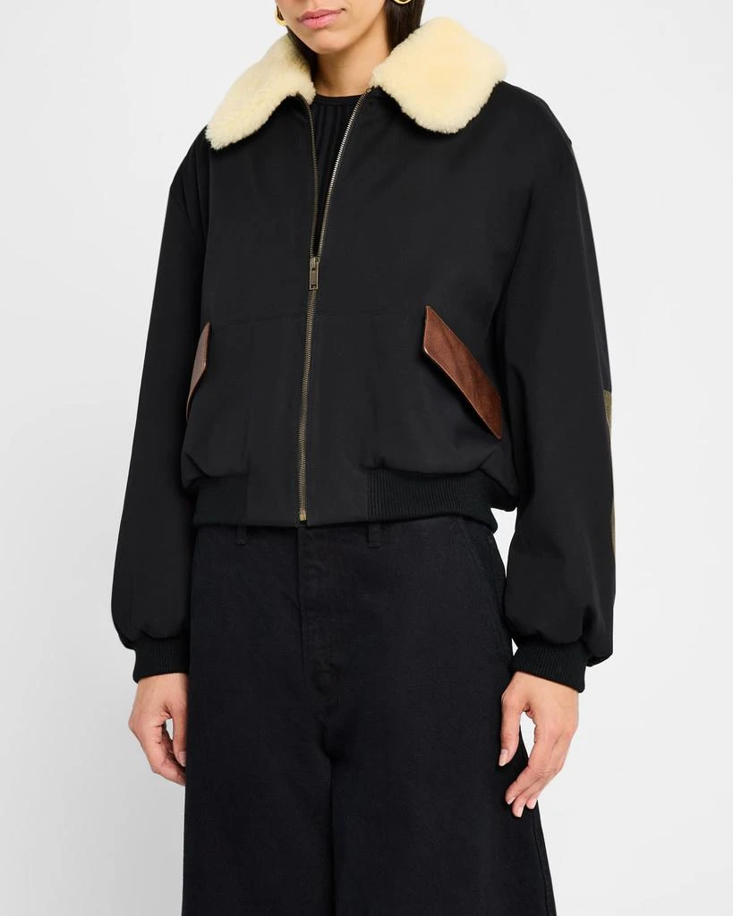 FRAME Mixed Leather Bomber Jacket 4