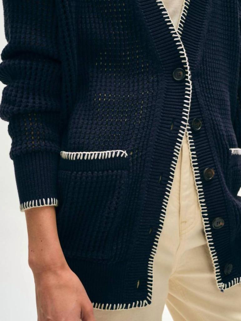 White + Warren White + Warren - Organic Cotton Blanket Trim Cardigan