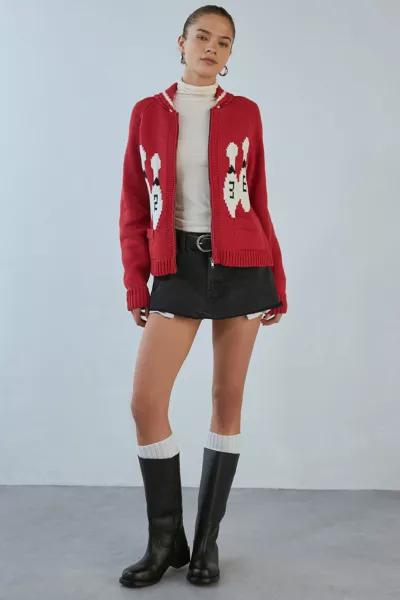 トップス DestructionDesign BigCardigan BDG BDG Scottie Graphic Knit Zip-Up Cardigan - Sweaters