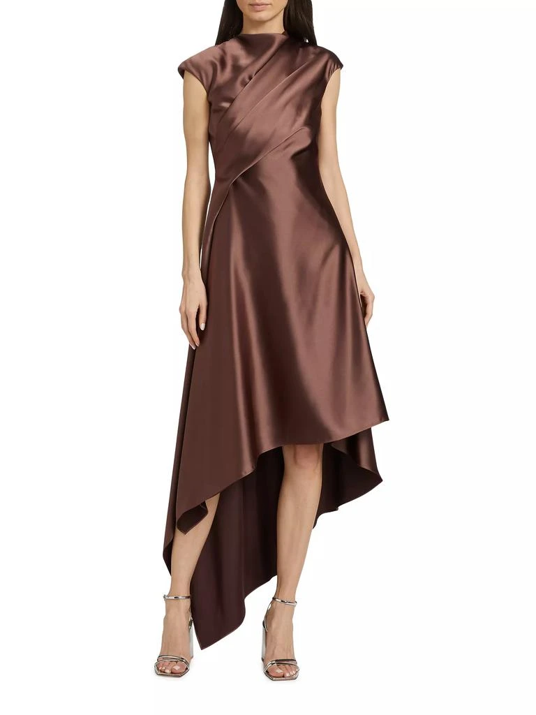 Amsale Draped Satin Asymmetric Cocktail Dress 2