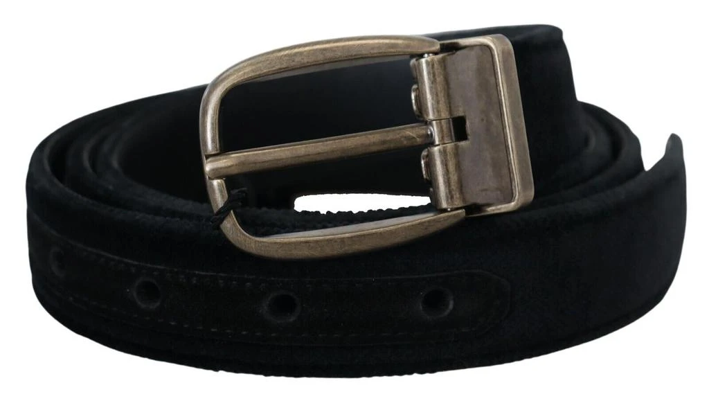 Dolce & Gabbana Dolce & Gabbana Black Velvet Leather Antique Metal Buckle 1