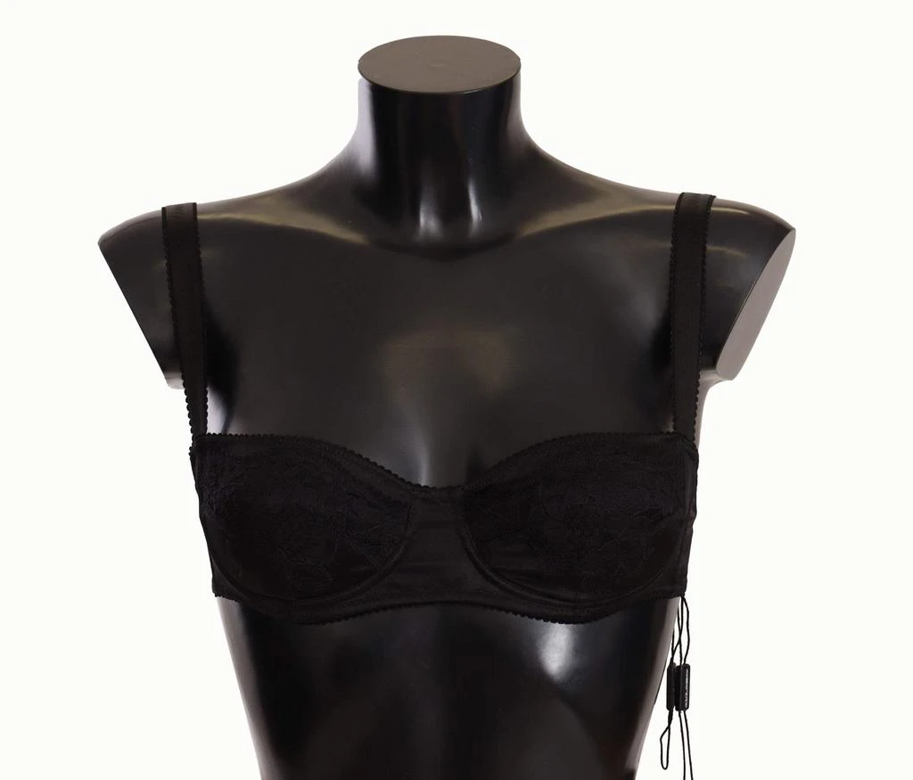 Dolce & Gabbana Dolce & Gabbana Black Polka Dot Satin Lace Balconette Bra 1