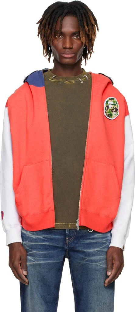 Bape Red & White Japan Shark Full Zip Hoodie 1